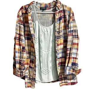 Lauren Ralph Lauren multicolored plaid long sleeve button-down collar shirt